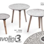 SET TRIS TAVOLINI TAVOLO PIEDI LEGNO SALOTTO GIARDINO MODERNO CLASSICO Ø45-40-30