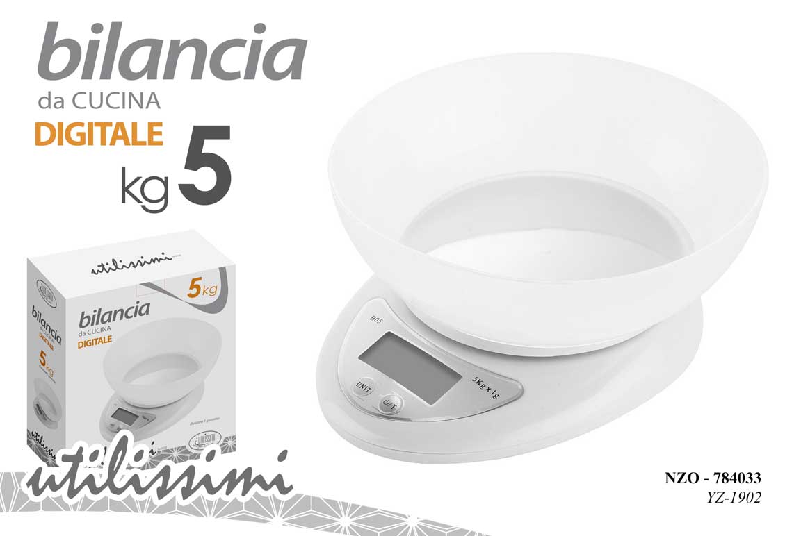 8025569784033 Bilancia cucina digitale alimenti dieta pesata pasticceria 1g plas moderna 5 kg - immagine 1