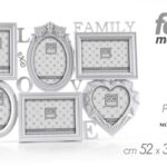 PORTAFOTO MULTIPLO DA PARETE BIANCO CUORE LOVE FAMILY CORNICE 6 FOTO PLAST 52*38
