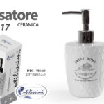 DOSATORE PORTA SAPONE LIQUIDO Dispenser BOTTIGLIA FLACONE CERAMICA OVALE 17 CM