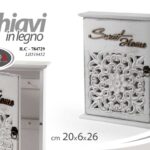 BACHECA 26*20 CM BIANCA CUORI CASSETTA APPENDI PORTA CHIAVI KEYS LEGNO