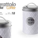 Barattolo caffè cucina contenitore shabby chic latta vintage bianco ermet 18x11