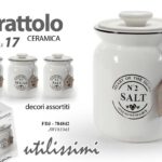 Barattolo sale zucchero caffè ceramica bianco vintage shabby chic assort 17x12