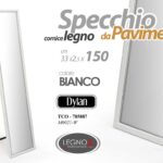SPECCHIO SPECCHIERA DA PAVIMENTO BIANCO CLASSICO MODERNO CORNICE LEGNO 150*33cm
