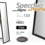 SPECCHIO SPECCHIERA DA PAVIMENTO LEGNO CLASSICO MODERNO CORNICE NERO 150*33cm