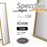 SPECCHIO SPECCHIERA DA PAVIMENTO LEGNO CLASSICO MODERNO CORNICE ROVERE 150*33 CM