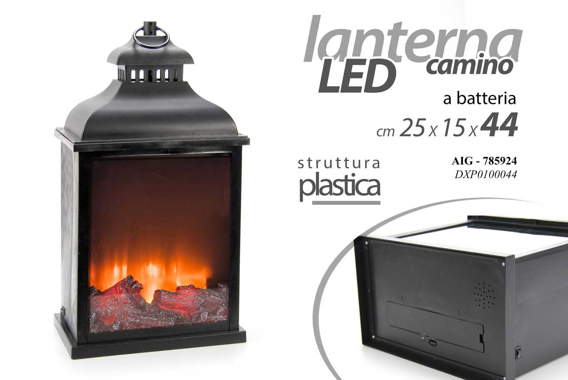 8025569785924 LANTERNA Lampada LED FINTO CAMINO da Tavolo Effetto Fuoco FIAMMA LUMETTO 44*25cm - immagine 1