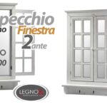 SPECCHIERA SPECCHIO DA PARETE LEGNO 2 ANTE APRIBILI FORMA FINESTRA h100*71*12 cm