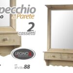 SPECCHIO DA PARETE PENSILE 2 CASSETTI LEGNO SPECCHIERA CLASSICA MODERNO 88*57 cm