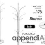 Attaccapanni Appendiabiti 178cm Piantana Metallo base marmo Ganci MODERNO Bianco
