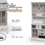 MOBILE CREDENZA VETRINA LEGNO ANTICATO CASSETTIERA ARMADIO COLOR 172*70*35 CM