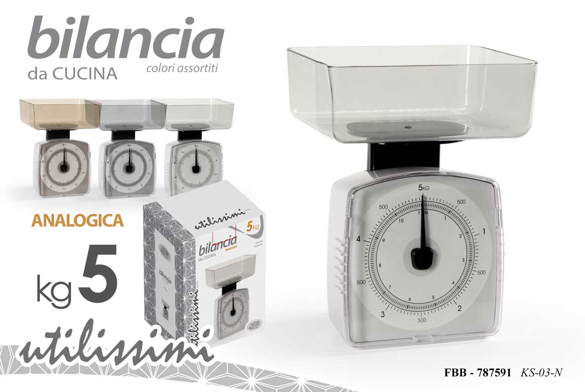 8025569787591 Bilancia cucina analogica meccanica pesa alimenti ciotola trasparente ass 5 kg - immagine 1