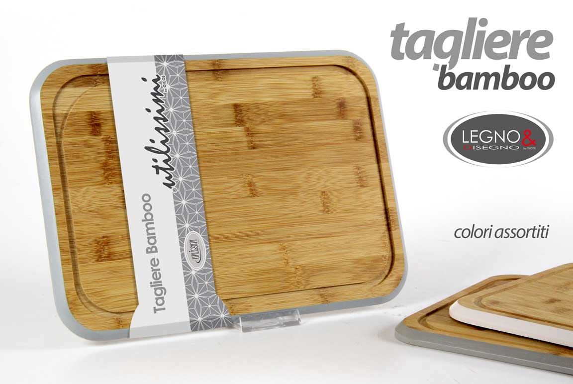8025569787683 Tagliere rettangolare buffet portata aperitivo salumi bamboo + acrilico 31x23 cm - immagine 1