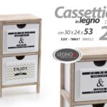 CASSETTIERA COMODINO 2 CASSETTI LEGNO BIANCO MARRONE CLASSICO MODERNO 53*30*24