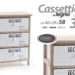 CASSETTIERA 3 CASSETTI MOBILETTO CUCINA BAGNO CAMERA BIANCO LEGNO HOME h58*40*29