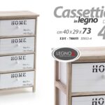 CASSETTIERA SALVASPAZIO SLIM LEGNO 4 CASSETTI CUCINA BAGNO SALOTTO H73*40*29 cm
