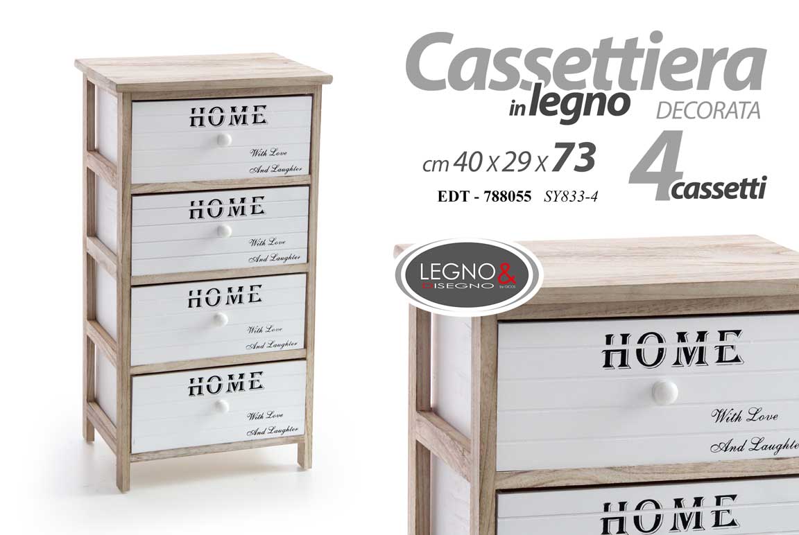 8025569788055 CASSETTIERA SALVASPAZIO SLIM LEGNO 4 CASSETTI CUCINA BAGNO SALOTTO H73*40*29 cm - immagine 1