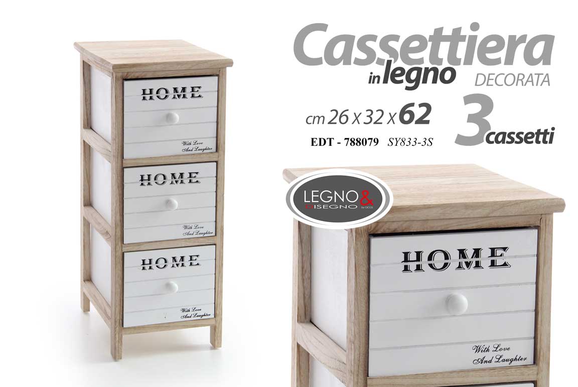 8025569788079 CASSETTIERA 3 CASSETTI BIANCHI SLIM SALVASPAZIO COMODINO HOME MODERNO 62*26*32 - immagine 1