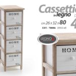 CASSETTIERA 4 CASSETTI MOBILE SLIM SALVASPAZIO CUCINA BAGNO INGRESSO 80*26*32 cm