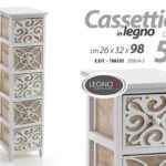 CASSETTIERA LEGNO TRAFORATA 5 CASSETTI SALVASPAZIO CLASSICO MODERNO 98*26*32 CM