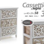 CASSETTIERA TRAFORATA SLIM SALVASPAZIO 3 CASSETTI BIANCA MOBILETTO h58*40*29 cm
