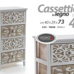 CASSETTIERA DECO TRAFORATA 4 CASSETTI LEGNO COMODINO CLASSICO MODERNO 73*40*29