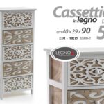 CASSETTIERA DECO TRAFORATA 5 CASSETTI LEGNO COMODINO CLASSICO MODERNO 90*40*29