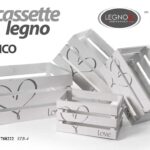 4 CASSETTE CONTENITORE LEGNO CASSETTA PORTA OGGETTI BIANCO CUORE 41/36/31/26CM