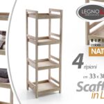 SCAFFALE 4 RIPIANI LEGNO NATUR CUCINA BAGNO PORTA ASCIUGAMANI OGGETTI 100*33*30