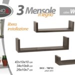Set 3 Mensole da Parete Moderne Design Mensola Scaffale + KIT ISTAL Legno WENGè