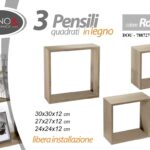 Mensole 3 Moduli da Parete Mensola Quadrata Cubo Pensile ROVERE 30/27/24 cm