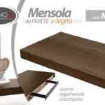 MENSOLA DA PARETE MODERNA LEGNO MURO REGGIMENSOLA A SCOMPARSA NOCE 60*25*4 cm