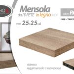 MENSOLA DA PARETE QUADRATA SCAFFALE RIPIANO CON STAFFA MODERNO ROVERE 25*25 CM