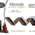 Mensola ZIG ZAG SCALA Parete MURO MODERNO LEGNO KIT DOU NOCE 59*11,8CM