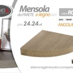 MENSOLA PARETE ANGOLARE ANGOLO SCAFFALE RIPIANO STAFFA MODERNO ROVERE 24 cm