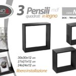 3 Mensole DA Parete MODULI PENSILE Moderne Cubo Mensola Scaffale NERO 30/27/24CM