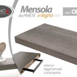 MENSOLA DA PARETE MODERNA LEGNO REGGIMENSOLA A SCOMPARSA OLMO GRIGIO 60*25*4 cm