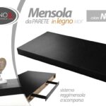 MENSOLA DA PARETE MODERNA LEGNO MURO REGGIMENSOLA A SCOMPARSA NERO 80*25 cm