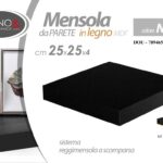 MENSOLA DA PARETE QUADRATA LEGNO SCAFFALE RIPIANO + STAFFA MODERNO NERA 25*25cm