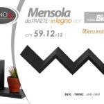 Mensola ZIG ZAG SCALA da Parete MURO MODERNO LEGNO STUDIO CAMERETTA NERO 59cm