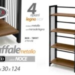SCAFFALE LIBRERIA 4 RIPIANI LEGNO NOCE SALOTTO INGRESSO MODERNO 124*60*30 cm
