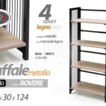 SCAFFALE LIBRERIA METALLO 4 RIPIANI LEGNO SALOTTO INGRESSO MODERNO 124*60*30 cm
