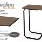Tavolino Letto Laterale Divano da Caffè Porta PC Tavolo Legno Metallo h60*40*30