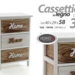 CASSETTIERA SALVASPAZIO SLIM 3 CASSETTI LEGNO BIANCA MARRONE COMODINO H58*40*29