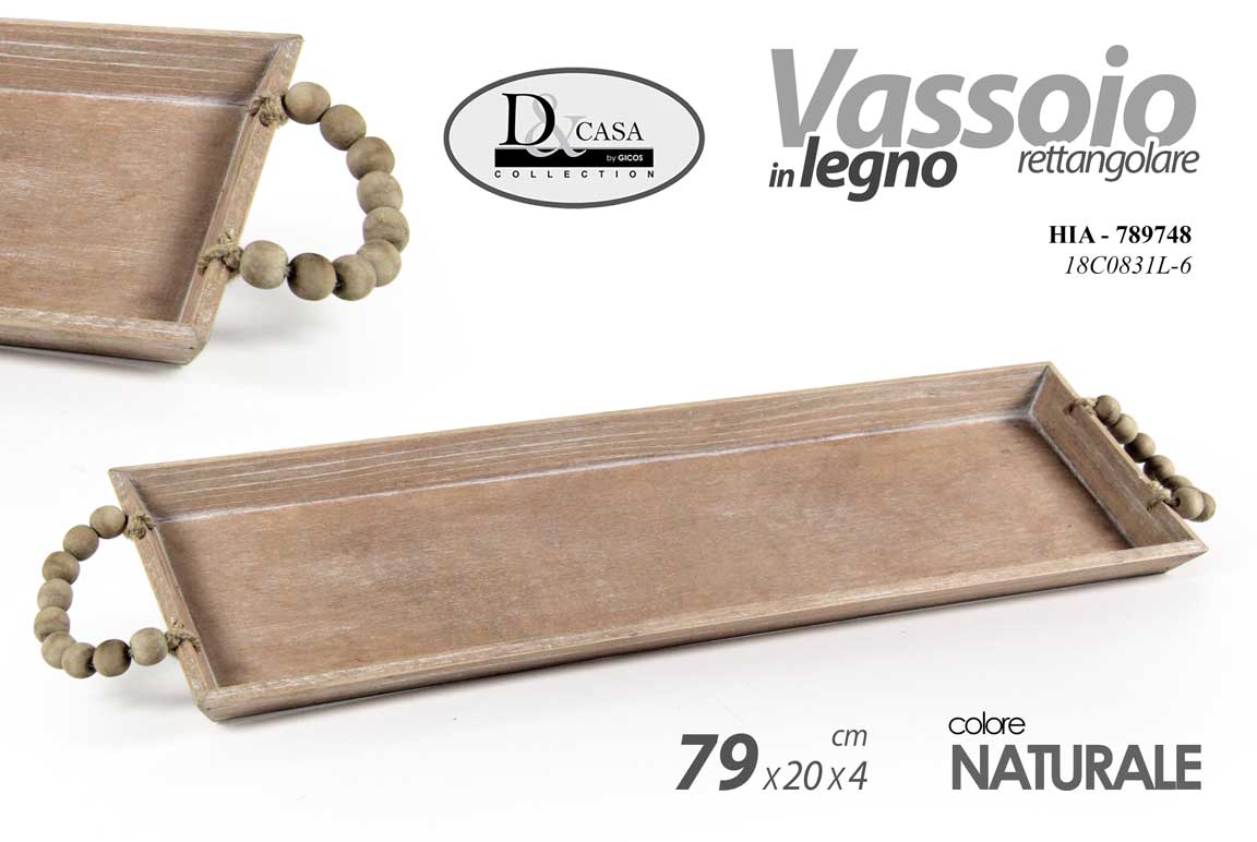 8025569789748 VASSOIO CENTROTAVOLA LEGNO NATURALE RUSTICO SHABBY RETTANGOLARE 58*17*2,5 CM - immagine 1
