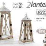 SET 2 LANTERNE PORTACANDELA LANTERNA LEGNO CASA EVENTI BIANCO CUORE 70 e 50 cm