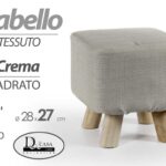 POUF SGABELLO POGGIAPIEDI QUADRATO CREMA MODERNO TESSUTO POUFF PIEDI LEGNO 27*28
