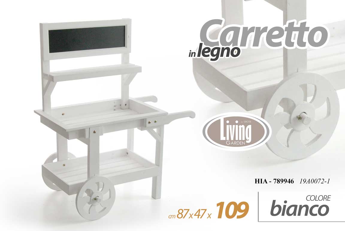 8025569789946 CARRETTO LEGNO PIANTE FIORI CARRELLO TERRAZZO GIARDINO NEGOZIO ESPOSIZIONE - immagine 1
