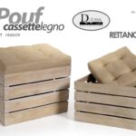 2 POUF CONTENITORE LEGNO SEDIA CASSETTE Portaoggetti POGGIAPIEDI POUFF h40-34cm