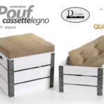 2 POUF CONTENITORE LEGNO SEDIA CASSETTE Portaoggetti POGGIAPIEDI POUFF h40-34cm